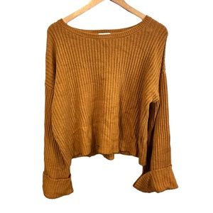 Nation LTD Chunky Boxy Super Long Sleeves Mustard Gold Sweater sz S